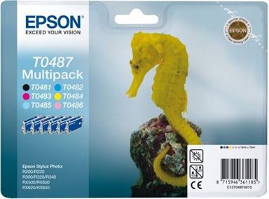 Tinteiro EPSON T0487 Multipack 6 Cores - Stylus Photo R200/220/300/320/340, RX64/500/600/620