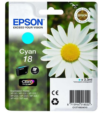 Tinteiro EPSON 18 Ciano - XP-30/x02/x05/x12/x15/x22/x25