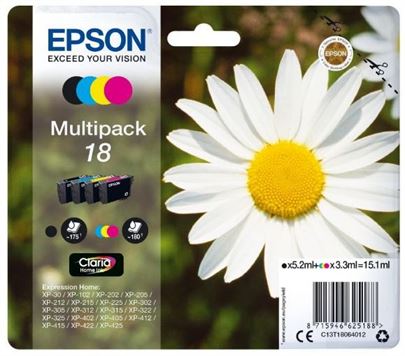 Tinteiro EPSON 18 Multipack 4 Cores - XP-30/ x02/ x05/ x12/ x15/ x22/ x25