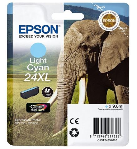 Tinteiro EPSON 24 Ciano Claro XL - Expression Photo XP-55/750/760/850/860/950/960