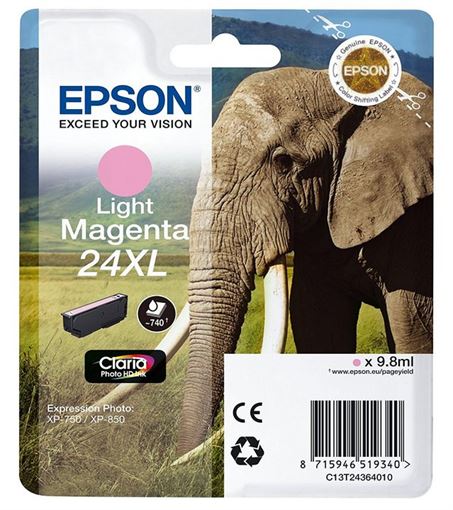 Tinteiro EPSON 24 Magenta Claro XL - Expression Photo XP-55/750/760/850/860/950/960