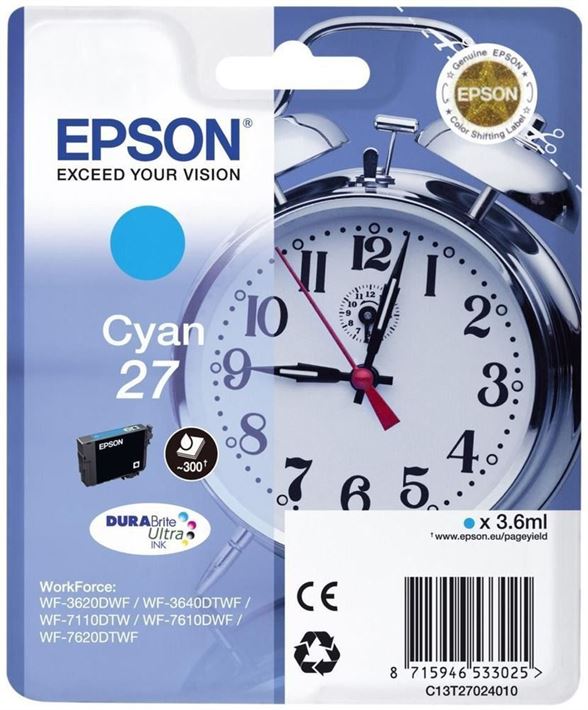 Tinteiro EPSON 27 Ciano - WF36xx/7110/7210/76xx/77xx