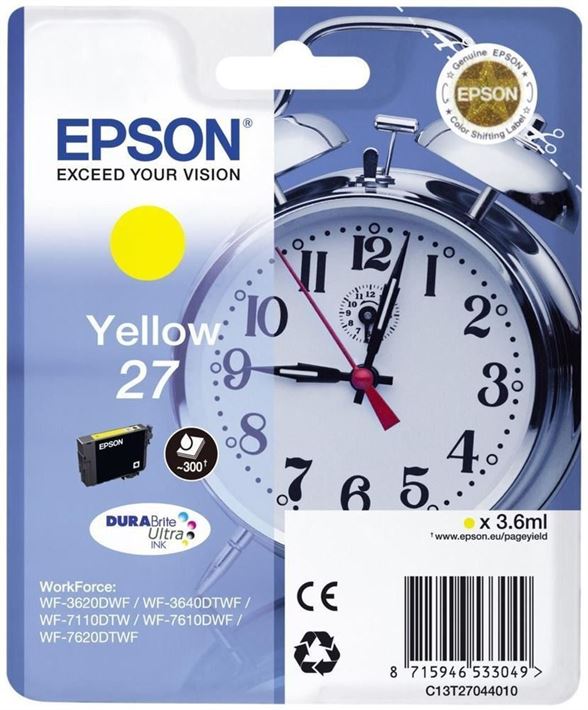 Tinteiro EPSON 27 Amarelo - WF36xx/7110/7210/76xx/77xx