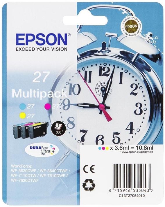 Tinteiro EPSON 27 Multipack 3 Cores - WF-3620/3640/7110/7610/7620