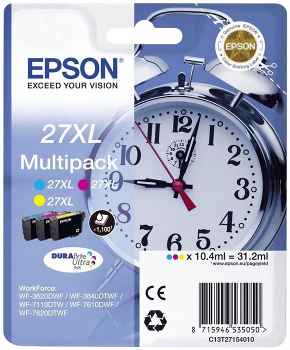 Tinteiro EPSON 27 Multipack 3 Cores XL - WF-3620/3640/7110/7610/7620