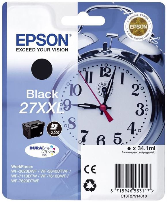 Tinteiro EPSON 27 Preto XXL - WF36xx/7110/7210/76xx/77xx