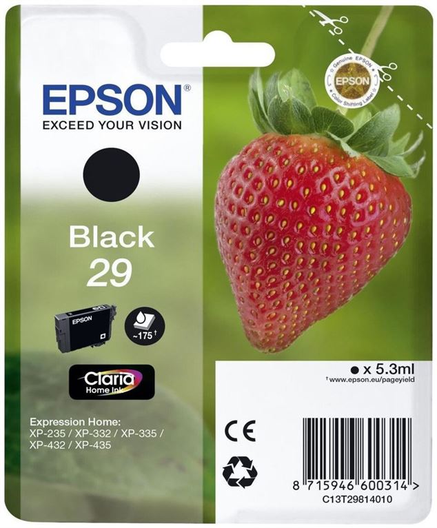 Tinteiro EPSON 29 Preto - Expression Home XP-255/257/352/355/452/455
