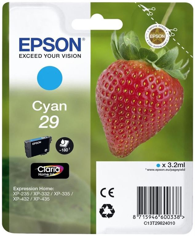 Tinteiro EPSON 29 Ciano - Expression Home XP-255/257/352/355/452/455