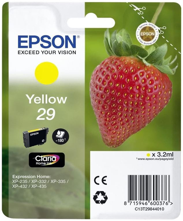 Tinteiro EPSON 29 Amarelo - Expression Home XP-255/257/352/355/452/455