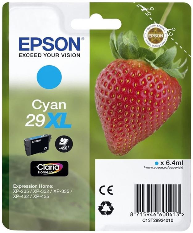 Tinteiro EPSON 29 Ciano XL - Expression Home XP-255/257/352/355/452/455