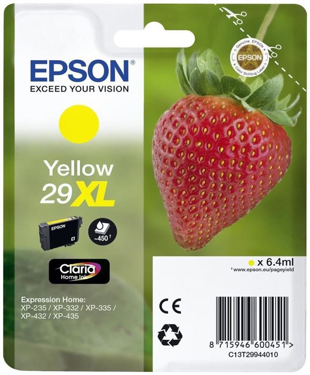 Tinteiro EPSON 29 Amarelo XL - Expression Home XP-255/257/352/355/452/455