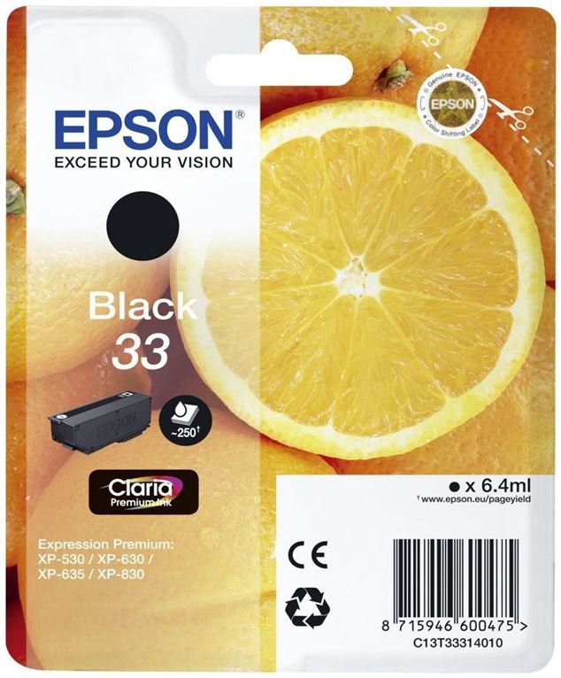 Tinteiro EPSON 33 Preto - Expression Home XP-530/630/635/830/900/7100