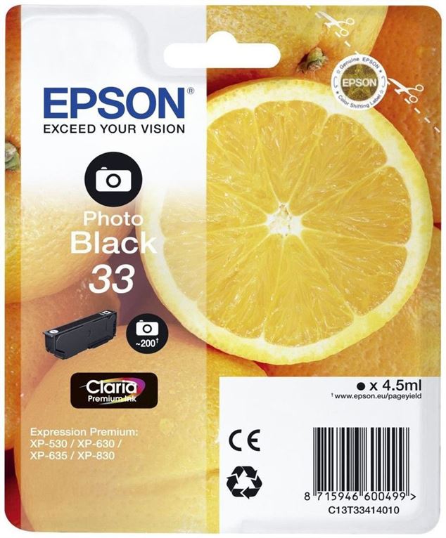 Tinteiro EPSON 33 Preto Foto + Alarme RF - Expression Home XP-530/630/635/830/900/7100