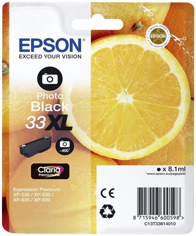 Tinteiro EPSON 33 Preto Foto XL - Expression Home XP-530/630/635/830/900/7100