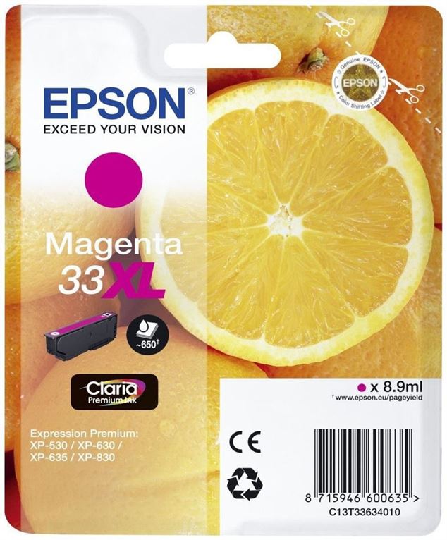 Tinteiro EPSON 33 Magenta XL - Expression Home XP-530/630/635/830/900/7100