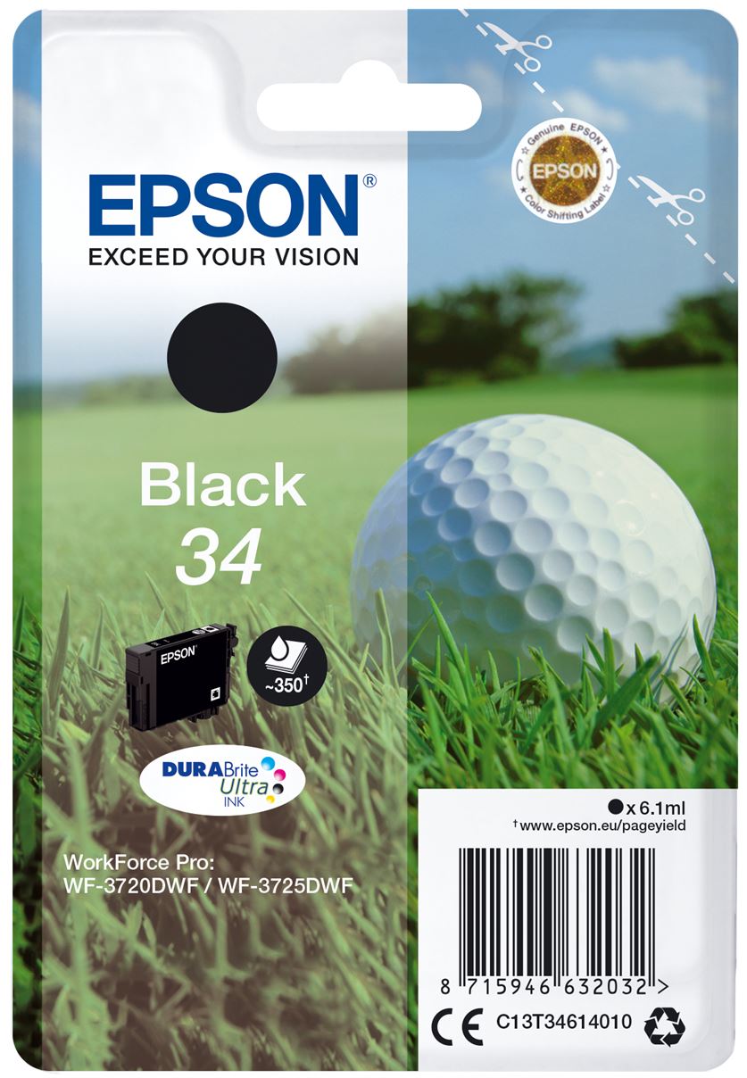 Tinteiro EPSON 34 Preto + Alarme RF - WorkForce Pro WF-3720/3725