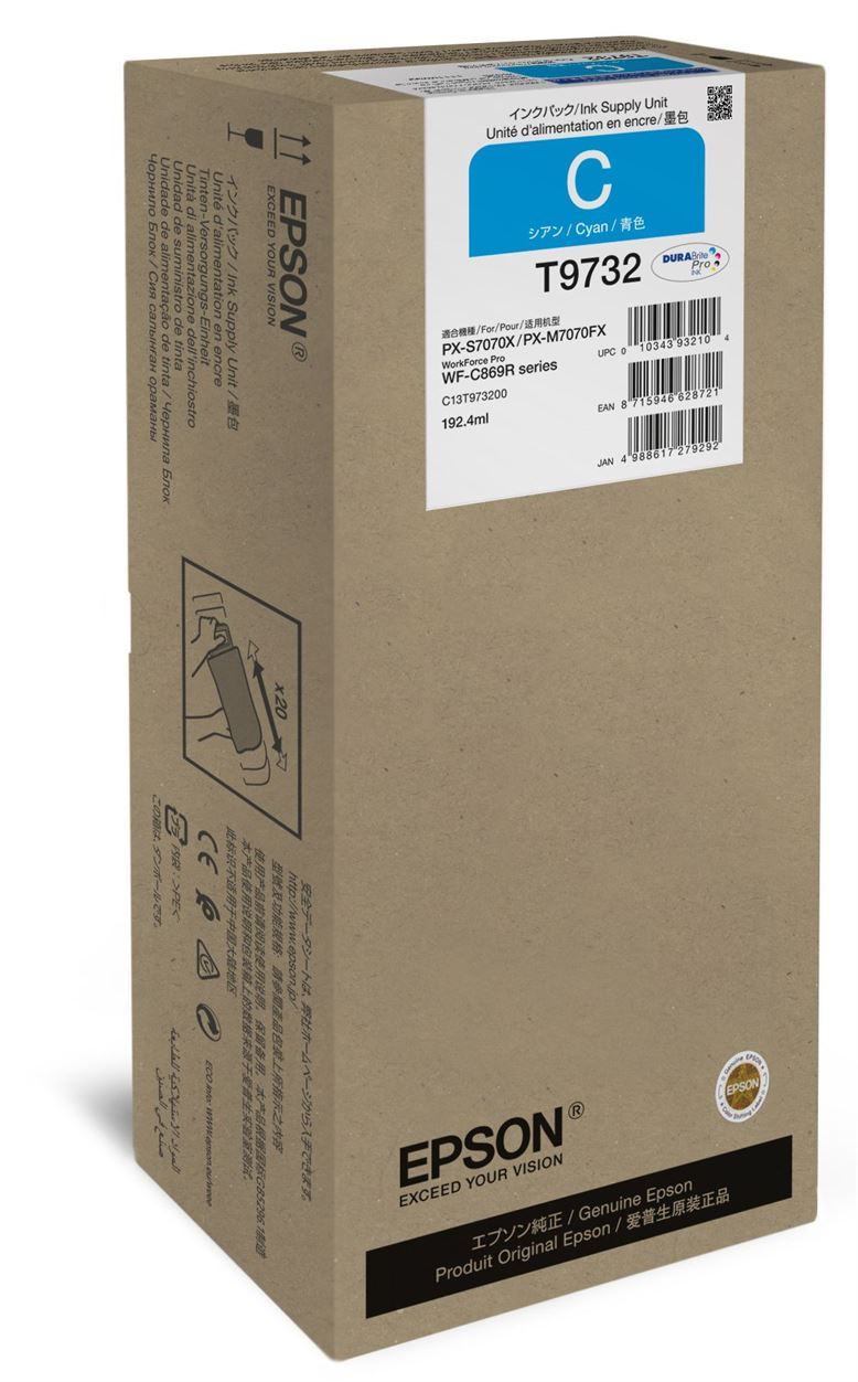 Tinteiro EPSON T973 Ciano XL - WorkForce Pro WF-C869