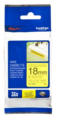Fita BROTHER Laminada Super Adesiva c/ texto Preto e fundo Amarelo 12mm x 8m