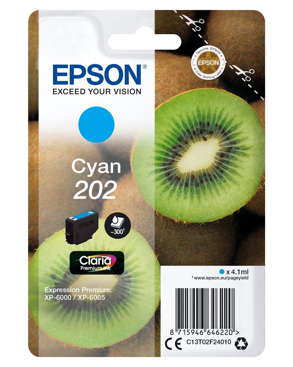 Tinteiro EPSON 202 Ciano - Expression Premium XP-600x/610x