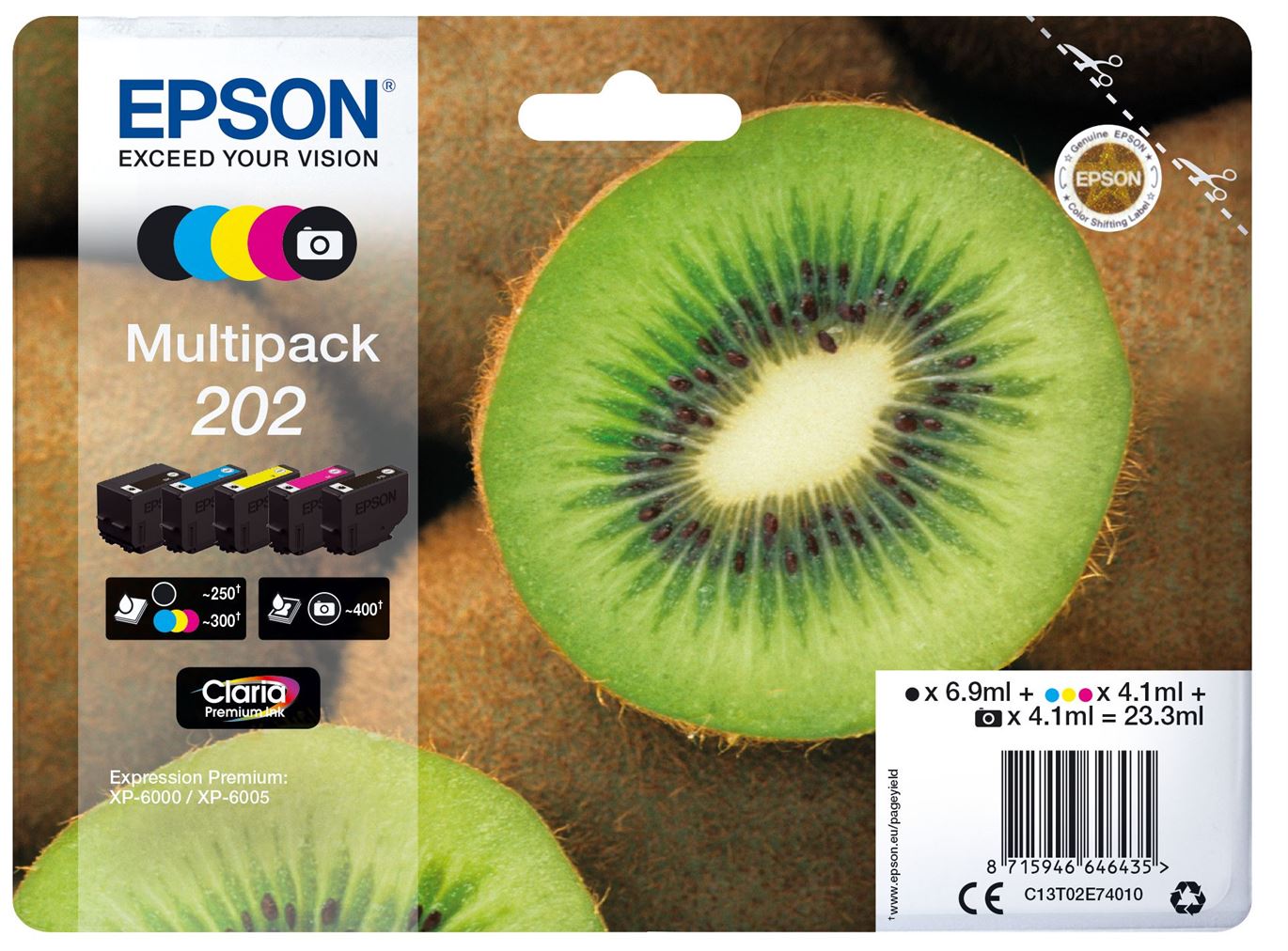 Tinteiro EPSON 202 Multipack 5 Cores - XP-6000/5/6100/5