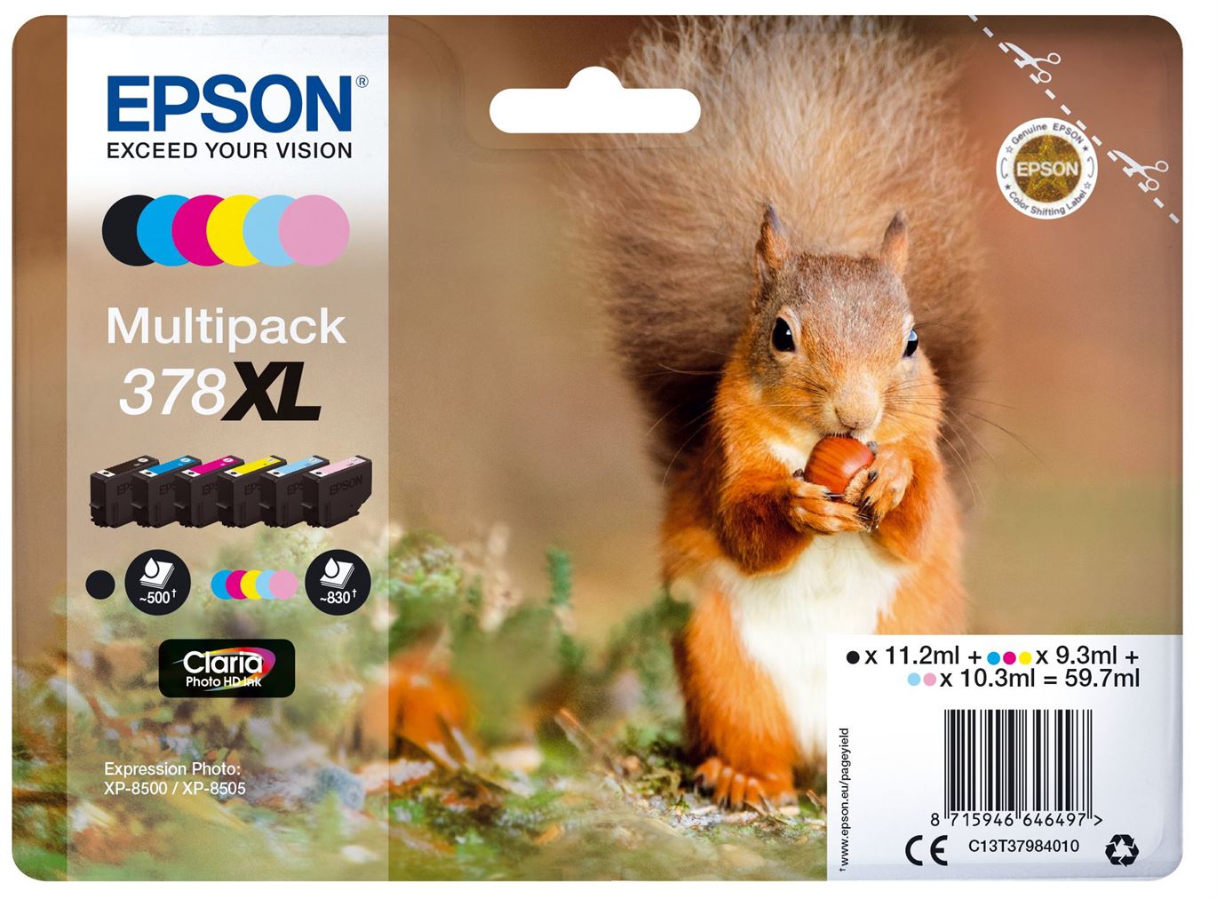 Tinteiro EPSON 378 Multipack 6 Cores XL - XP-8500/8600/8605