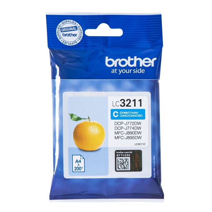 Tinteiro BROTHER LC3211C Ciano - DCPJ572, MFCJ491/497/890/895