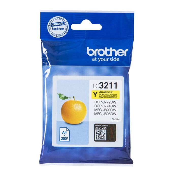 Tinteiro BROTHER LC3211Y Amarelo - DCPJ572, MFCJ491/497/890/895