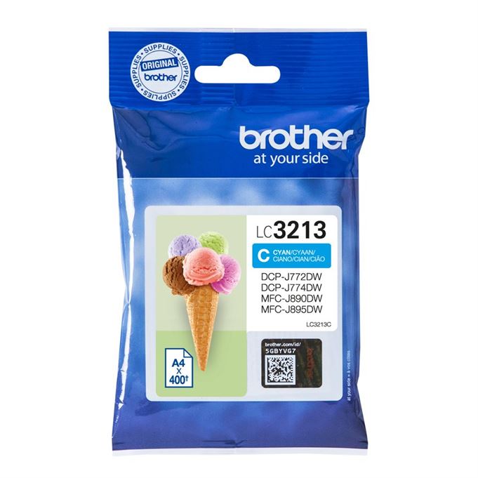 Tinteiro BROTHER LC3213C Ciano XL - DCPJ572, MFCJ491/497/890/895