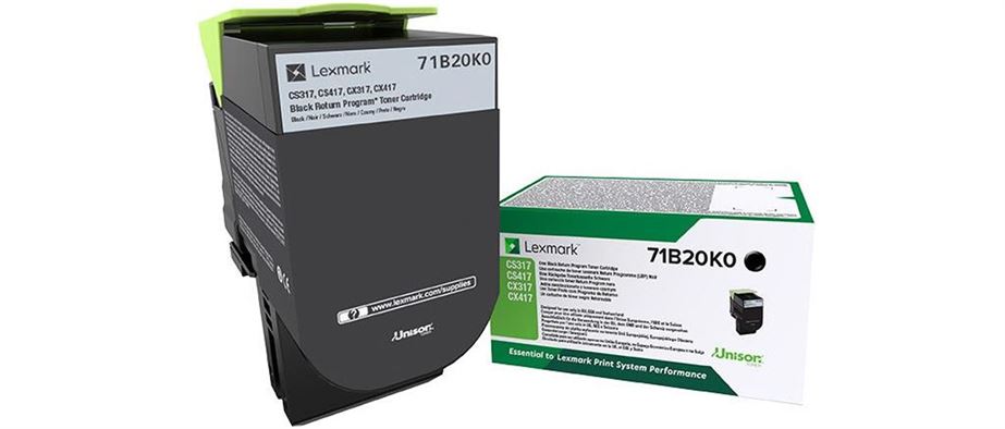 Toner LEXMARK 71B20K0 Preto de Retorno 3K a 5% - CS317, CS417, CS517, CX317, CX417, CX517