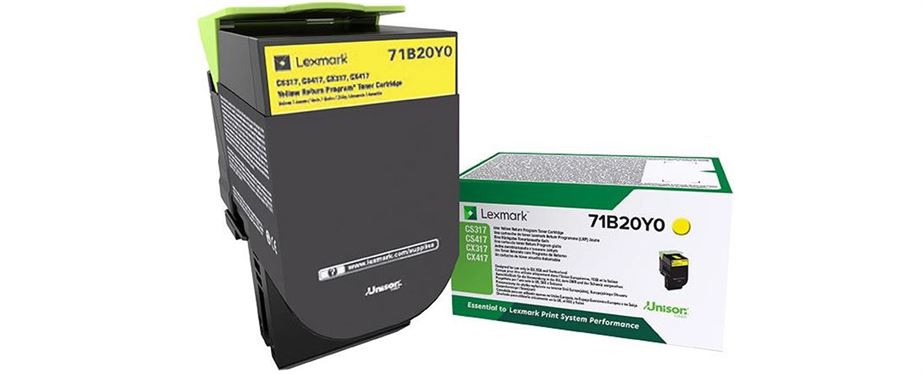 Toner LEXMARK 71B20Y0 Amarelo de Retorno 2,3K a 5% - CS317, CS417, CS517, CX317, CX417, CX517