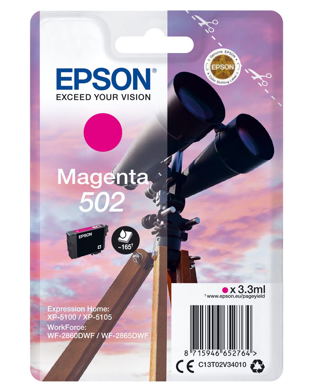 Tinteiro EPSON 502 Magenta + Alarme RF - XP-51xx, WF-286x