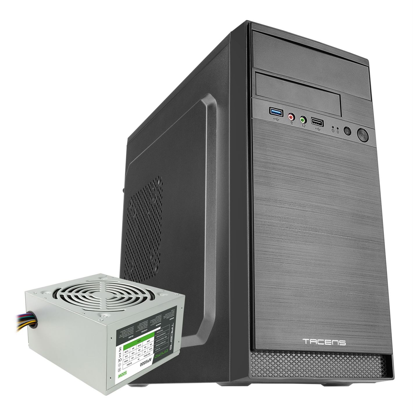 Caixa TACENS ANIMA AC4500 MINI TOWER + 500W PSU, MICRO ATX, BRUSHED ALUMINUM, USB 3.0