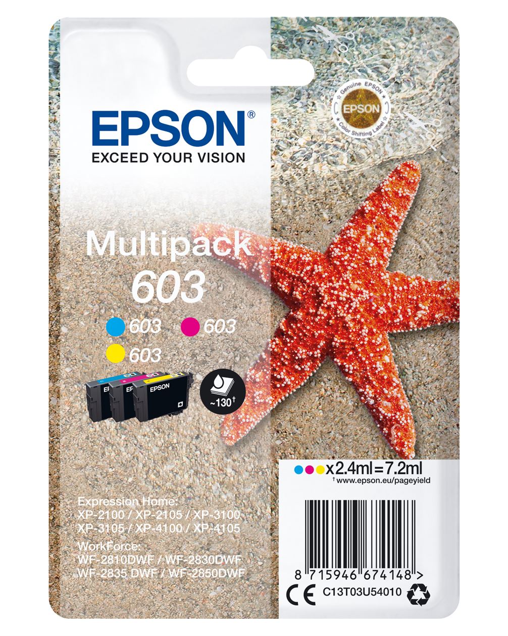 Tinteiro EPSON 603 Multipack 3 Cores + RF - WorkForce WF-28xx & Expression Home XP-210x/310x/410x