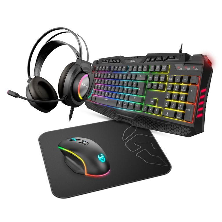 Teclado NOX Krom Kritic RGB Rainbow Gaming Kit PT