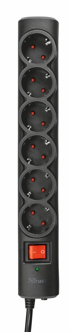 Tomada TRUST Surge Guard 6 Tomadas Preto - 21059
