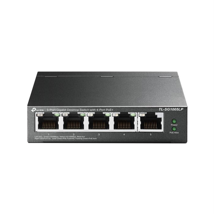 Switch de mesa TP-Link 5 portas Gigabit 4portas PoE+ - TL-SG1005LP