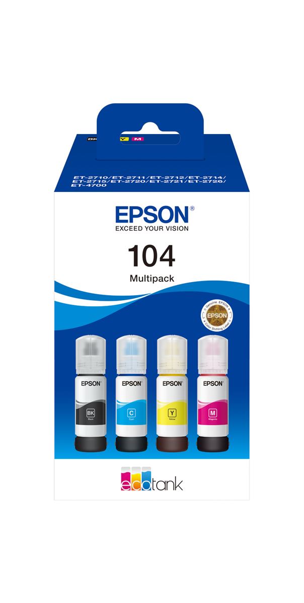Recarga de Tinta EPSON Serie 104 Multipack 4 cores - EcoTank 27xx/4700