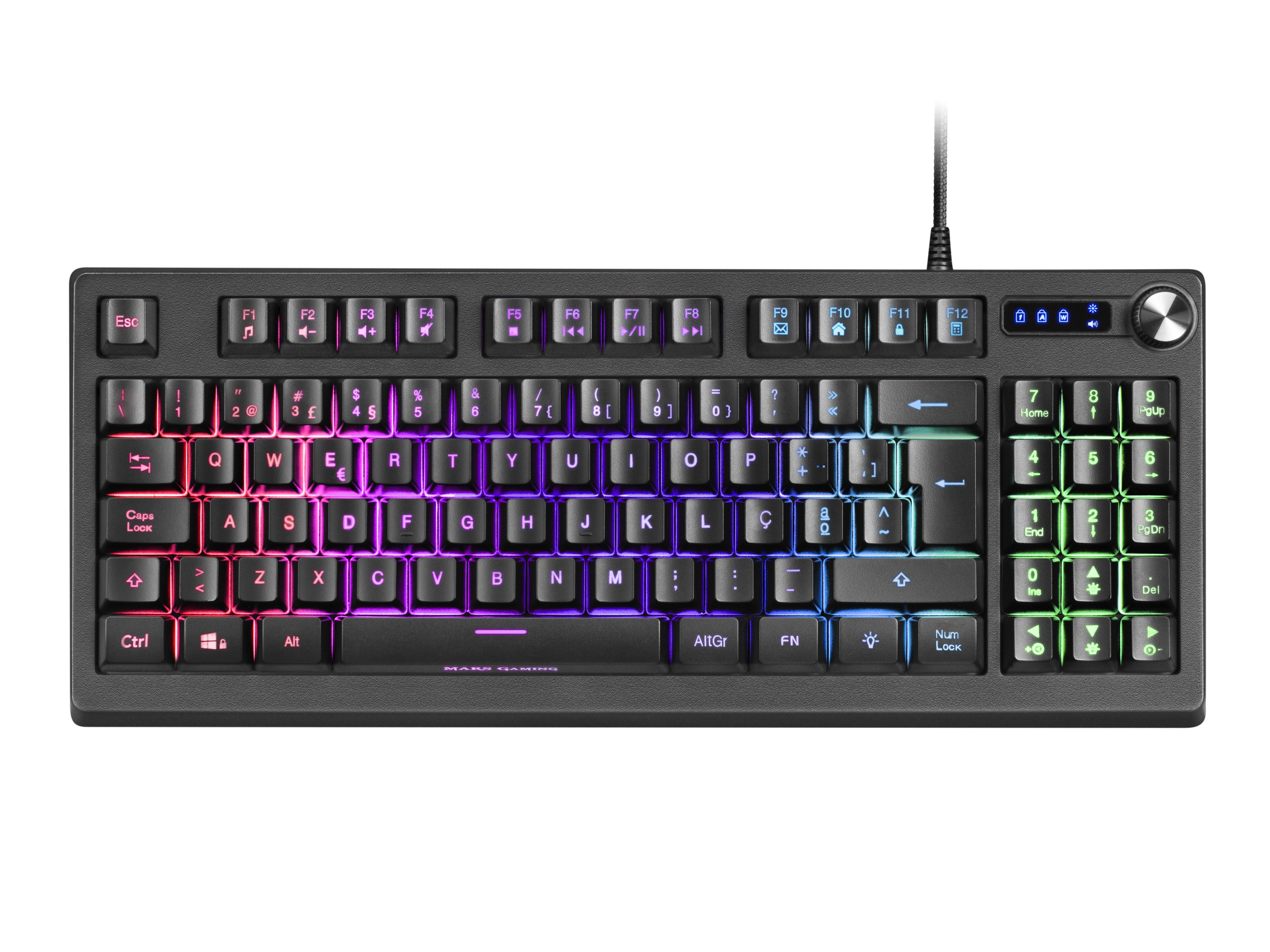 Teclado MARS GAMING MKREVO Black Full RGB H-Mechanical Full Keys TKL Keyboard, Portuguese