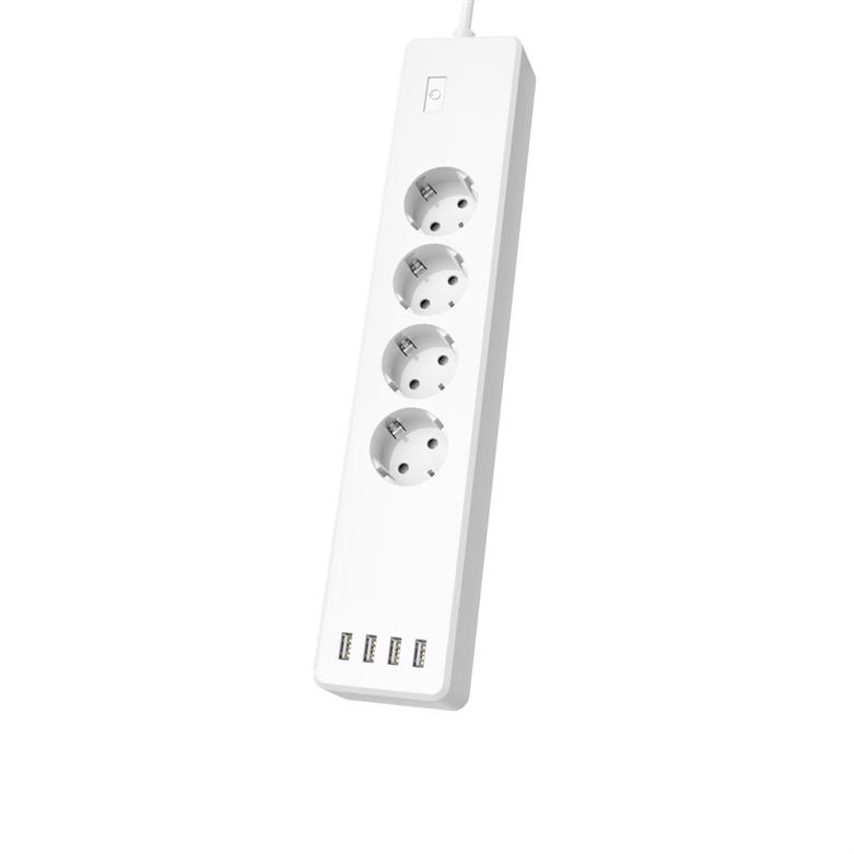 Tomada HAMA WiFi com proteção , 10 A, , 4 USB e e 4 shuck, 1,5mt, branco - 176574