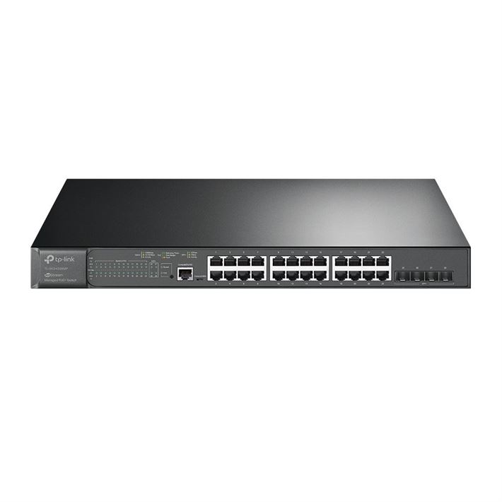 Switch TP-Link JetStream 24Portas Gigabit, 4Portas 10GE SFP+ Interrup. gerenciado c/ PoE+, 24 portas
