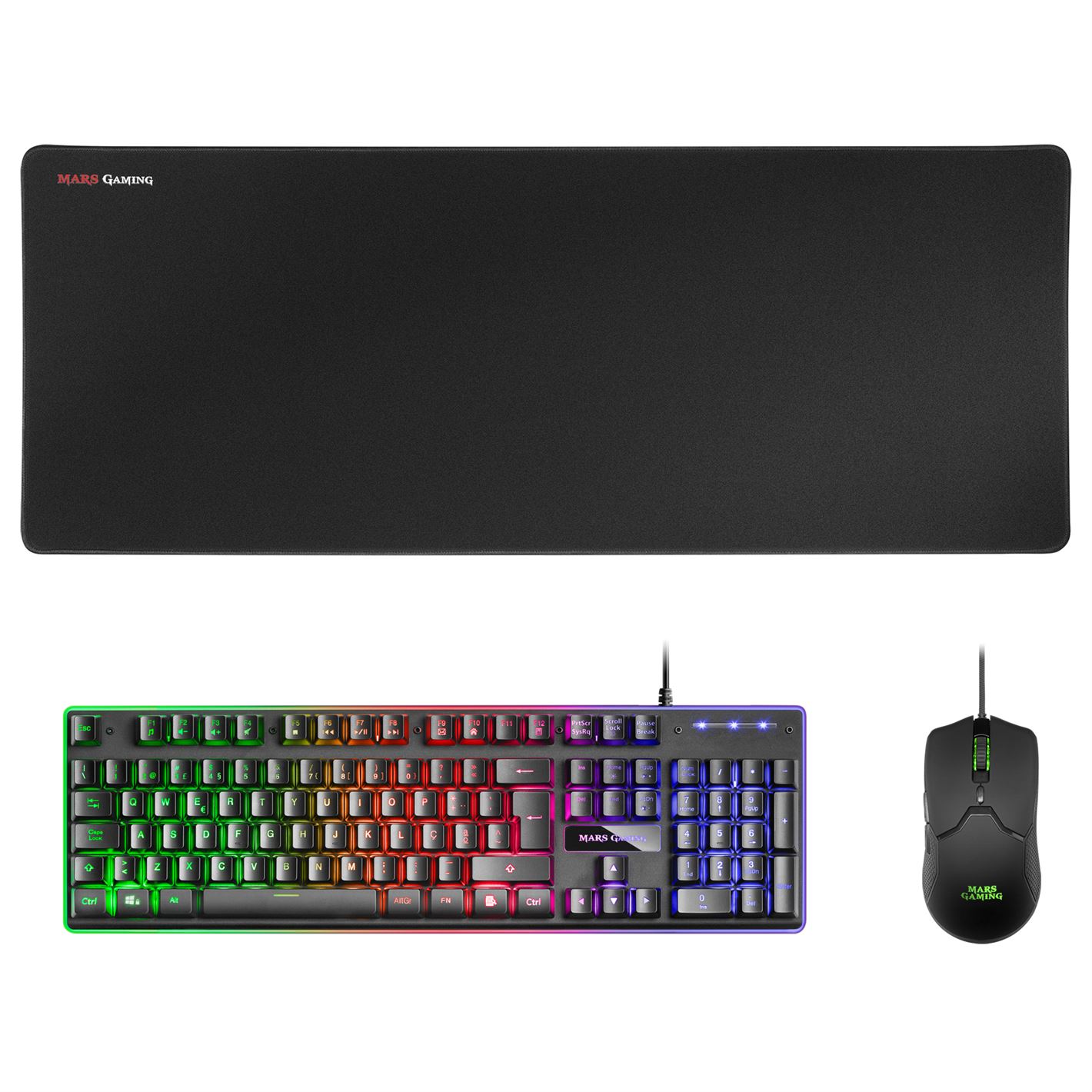 Teclado MARS GAMING MCPX GAMING 3IN1 RGB, KEYBOARD, MOUSE, XL MOUSEPAD, BLACK, PORTUGUESE