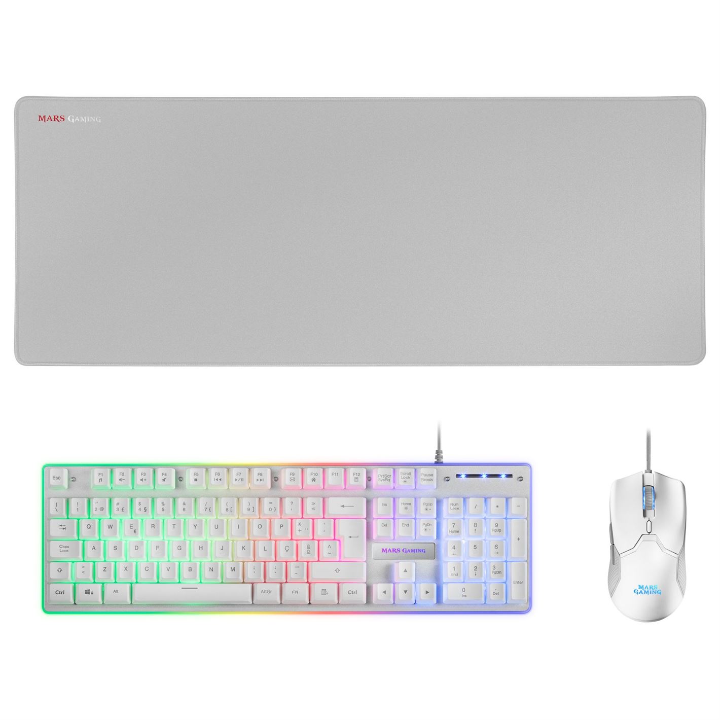 Teclado MARS GAMING MCPX GAMING 3IN1 RGB, KEYBOARD, MOUSE, XL MOUSEPAD, WHITE, PORTUGUESE