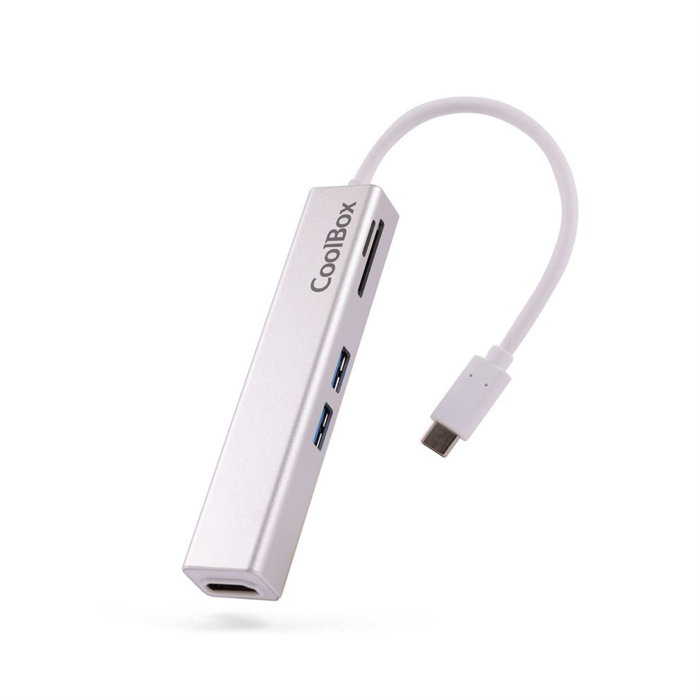 HUB USB 5 Portas CoolBox USB-C com 2 USB type A/1 USB type C/1 HDMI/1 SD