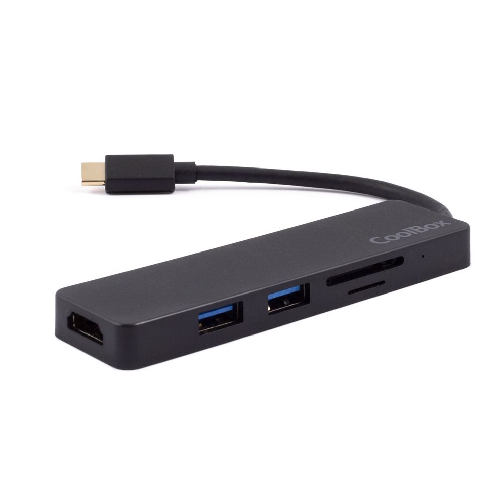 HUB USB 5 Portas CoolBox USB-C Lite 2,  USB-C com 2 USB-type A/1 HDMI/1 SD/1 mSD