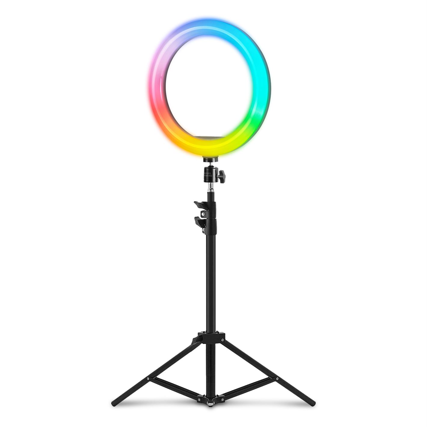 MARS GAMING MGRING ARGB RING LIGHT, ALUMINUM TRIPOD, 10.2" SIZE, RF REMOTE, USB
