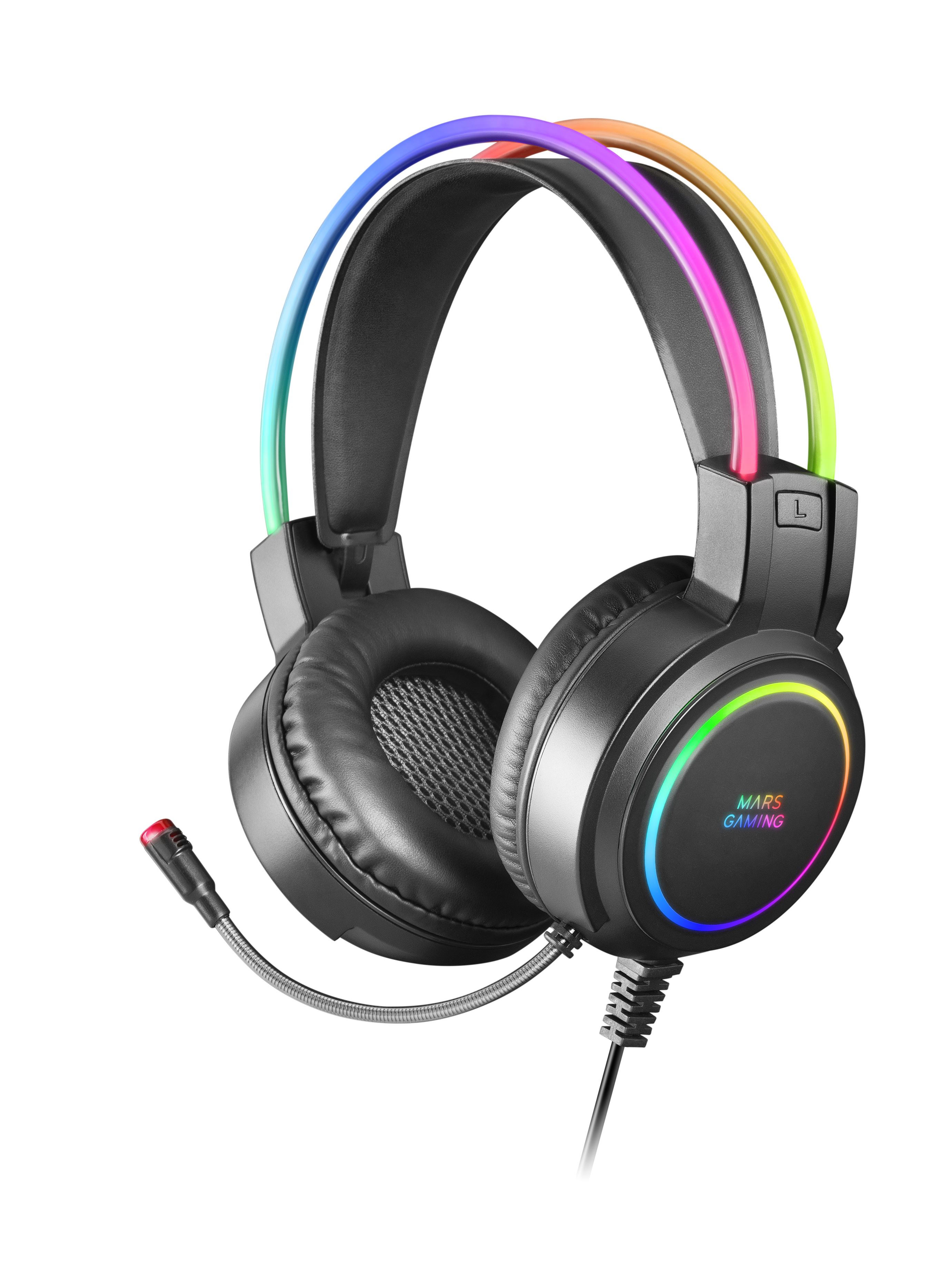 HEADPHONES+MIC MARS GAMING MHRGB CHROMA 360  ULTRA-LIGHT, PC/PS4/PS5/XBOX, BLACK