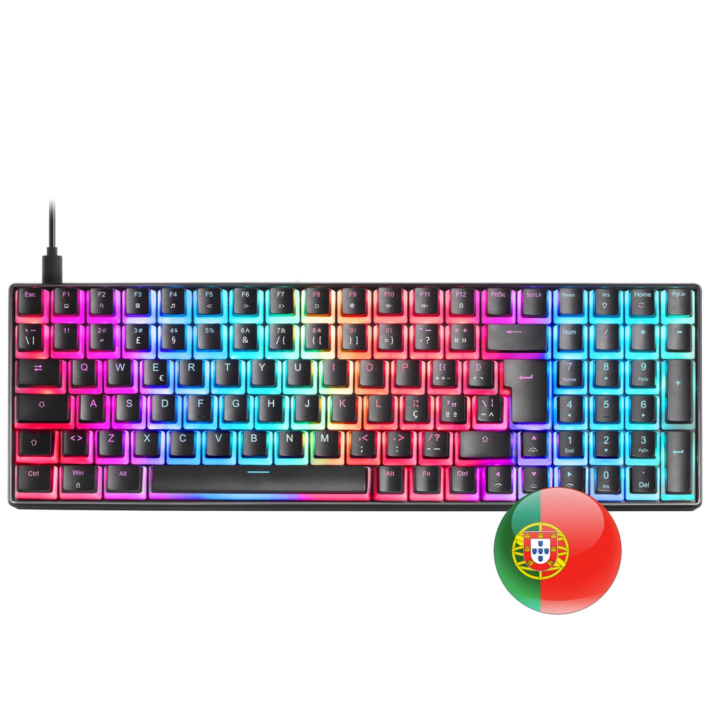 MARS GAMING MKULTRA BLACK RGB MECHANICAL 96% KEYBOARD, OUTEMU SQ RED, US+PORTU