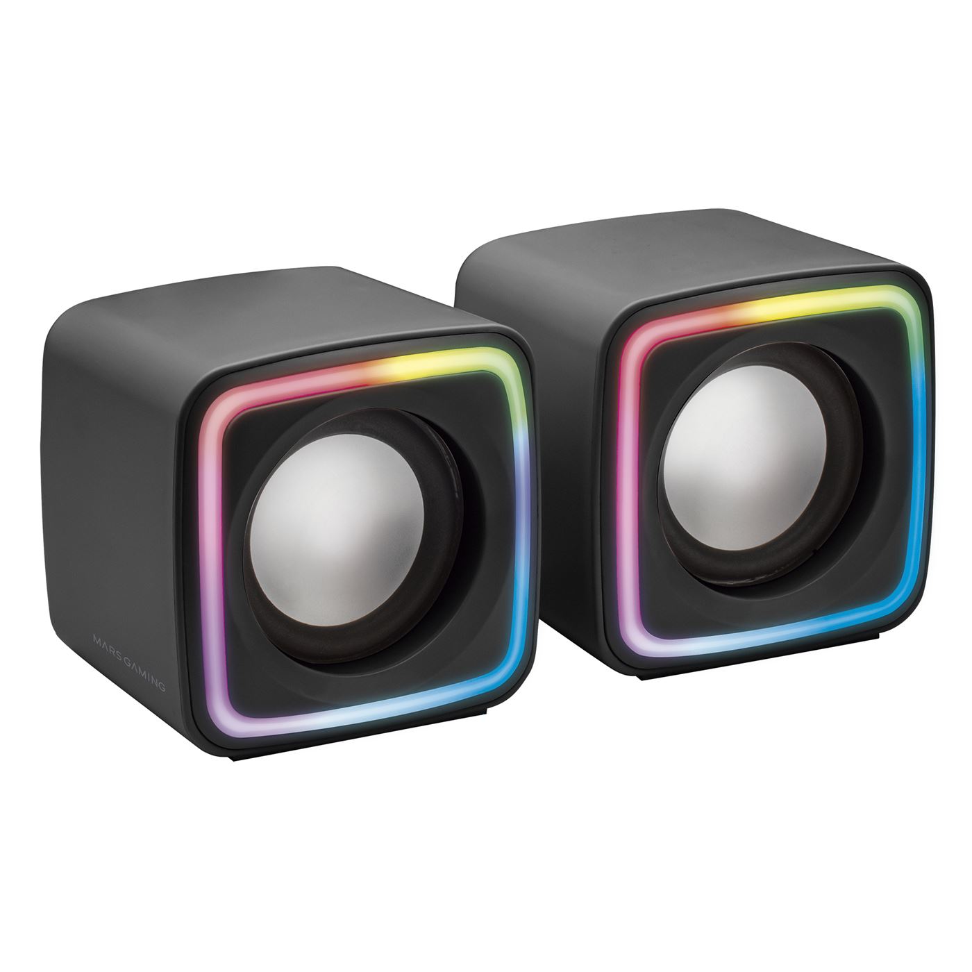MARSGAMING MSCUBE PREMIUM CUBE SPEAKERS, 8W DSP, ARGB FLOW, USB POWER, BLACK