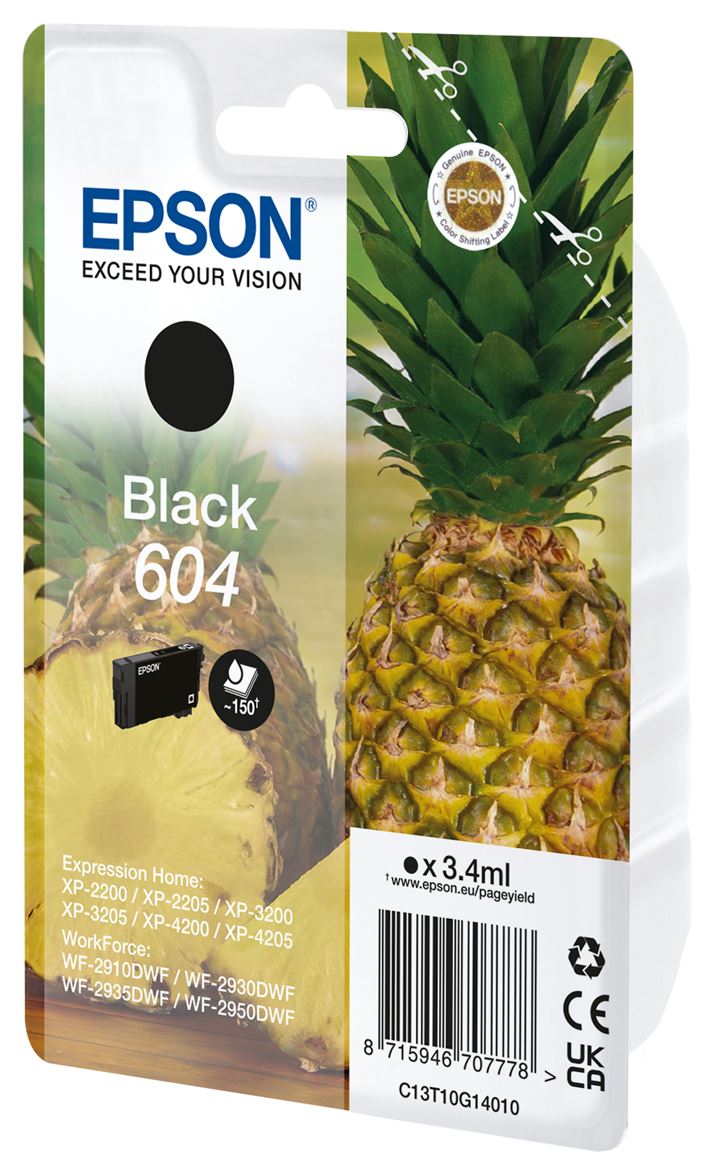 Tinteiro EPSON 604 preto + Alarme RF - WF-2910/ 293x/ 2950, XP-220x/ 320x/ 420x