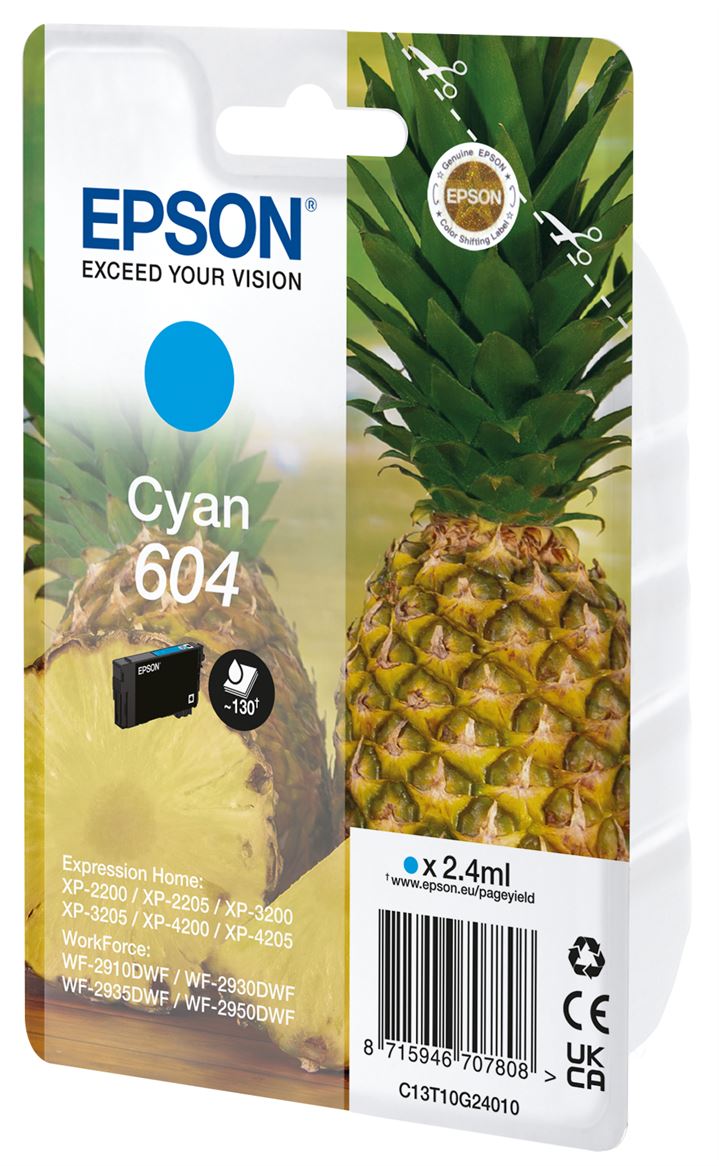 Tinteiro EPSON 604 ciano + Alarme RF - WF-2910/ 293x/ 2950, XP-220x/ 320x/ 420x